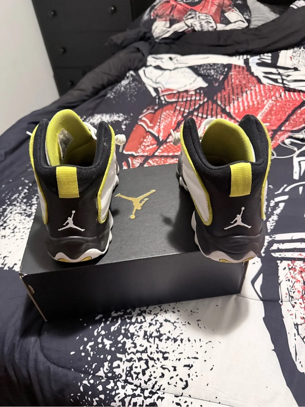 Jordan Kids White and Yellow Basketball Sneakers